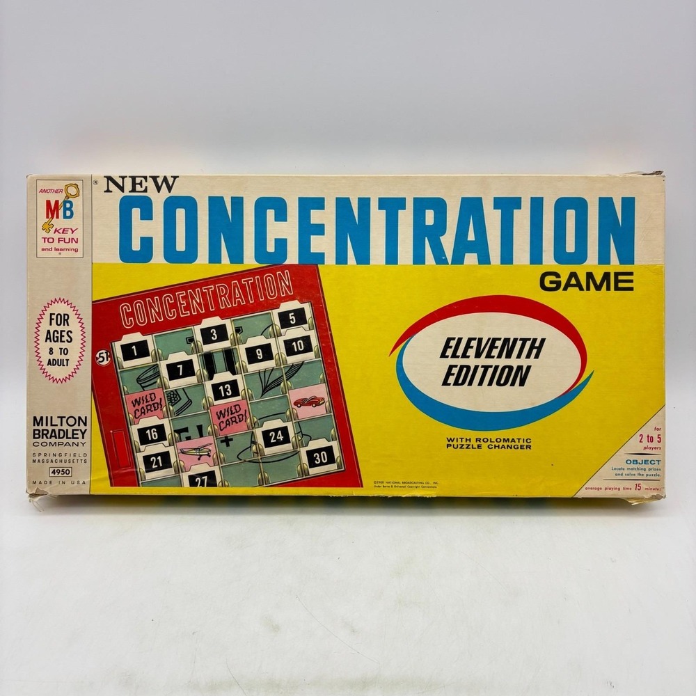 VINTAGE Concentration Game 11th Edition 99% COMPLETE Milton Bradley 1968 TV Show